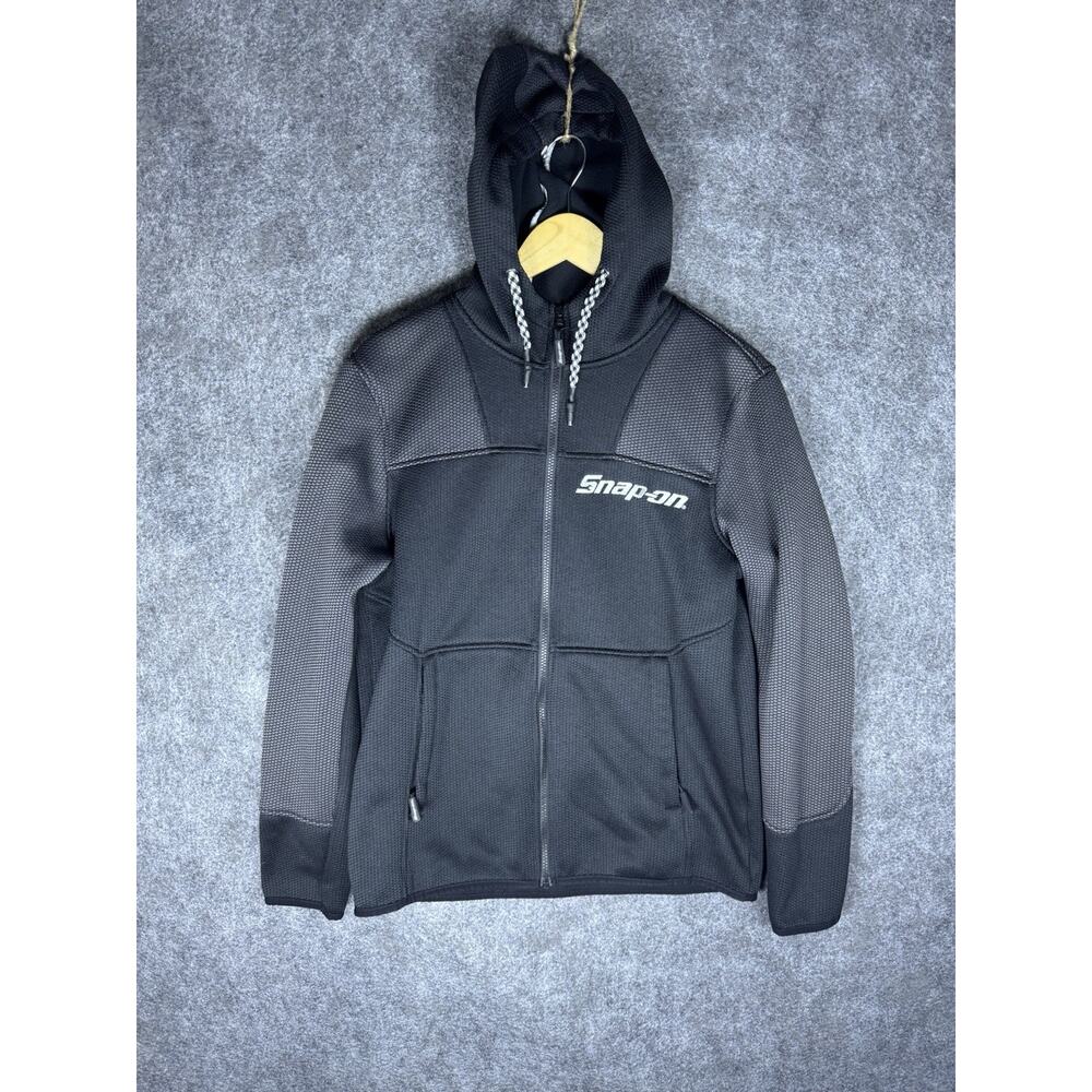 Snap-On Tools Hoodie Mens Small Zip Up Black Sweatshirt Workwear Drawstring